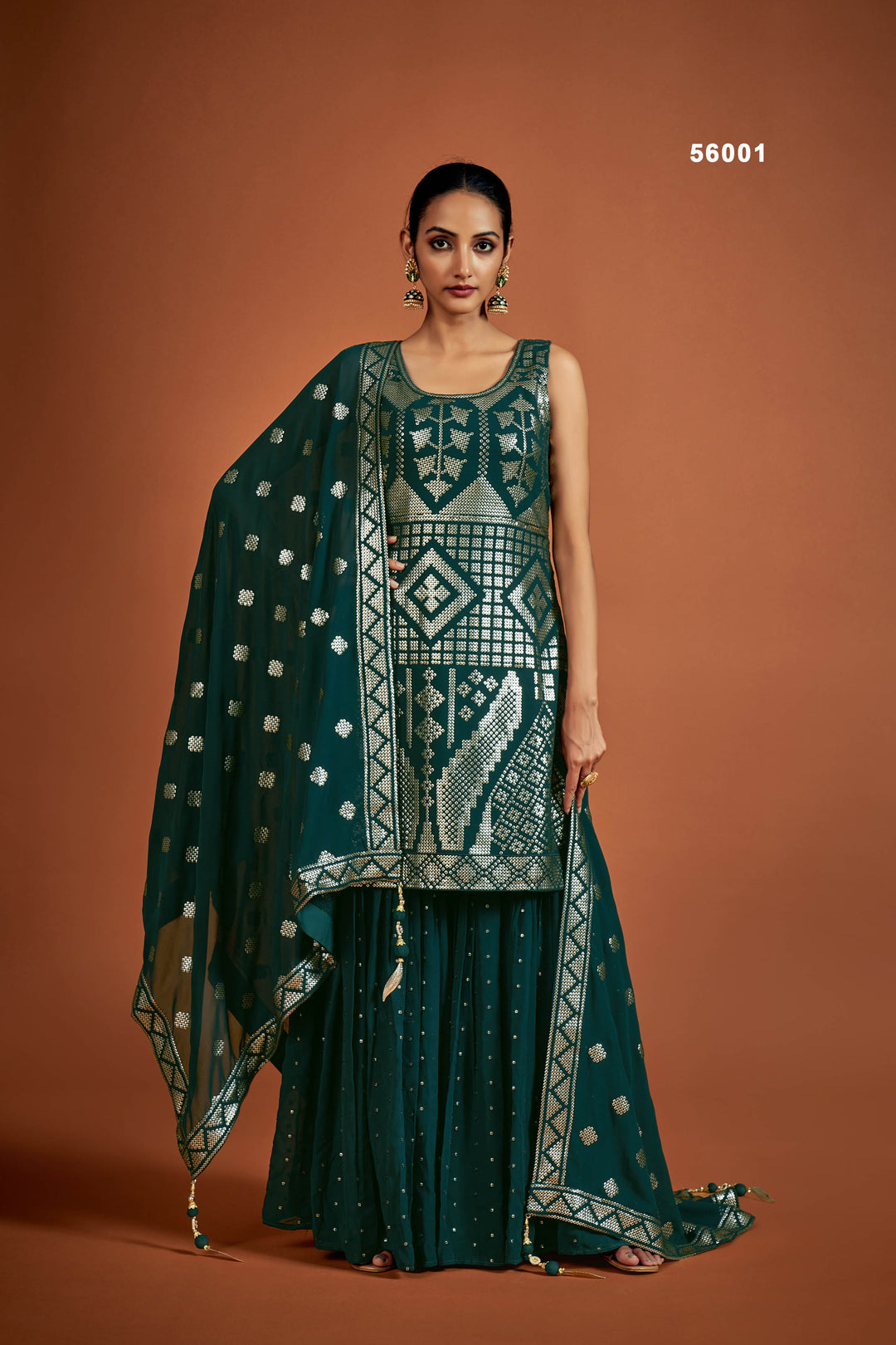 Green Georgette Salwar Suit | Sequins Work Ethnic Party Wear