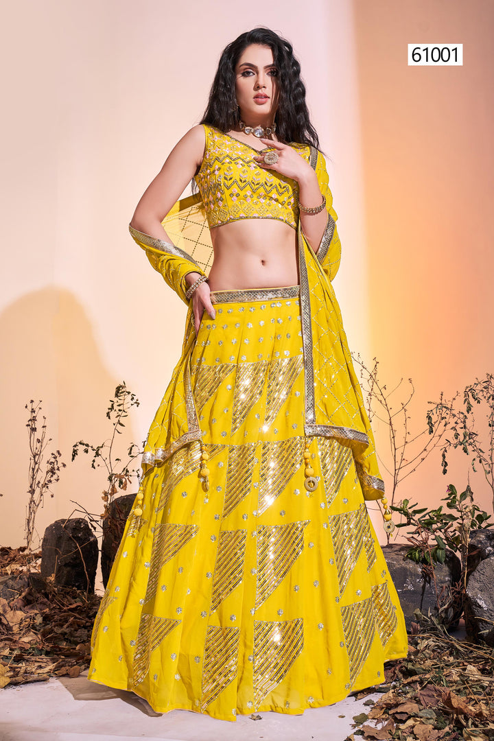 Georgette Ready-to-Wear Lehenga | Sequins Embroidered Blouse & Dupatta