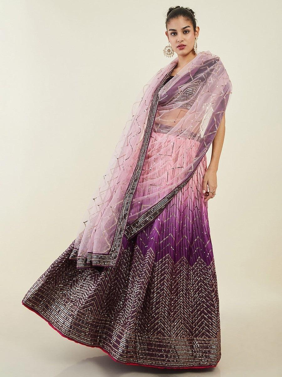 Captivating Purple Sequins Art Silk Lehenga Choli | Events Wear with Dupatta