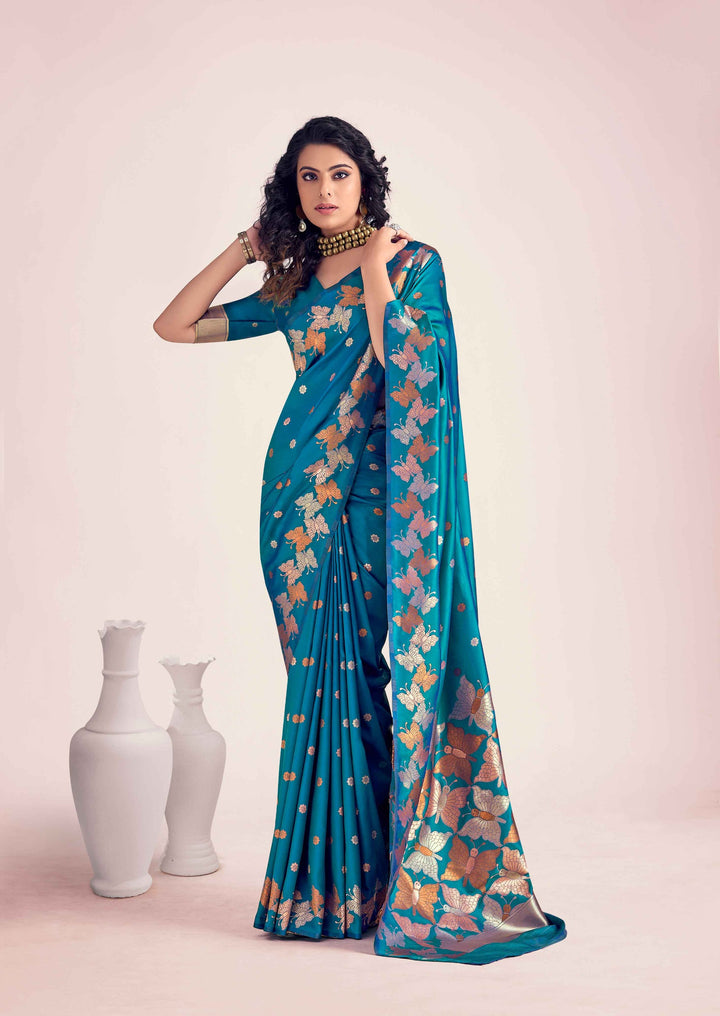 Elegant Banarasi Silk Saree | Luxurious Zari Border Traditional Indian Style