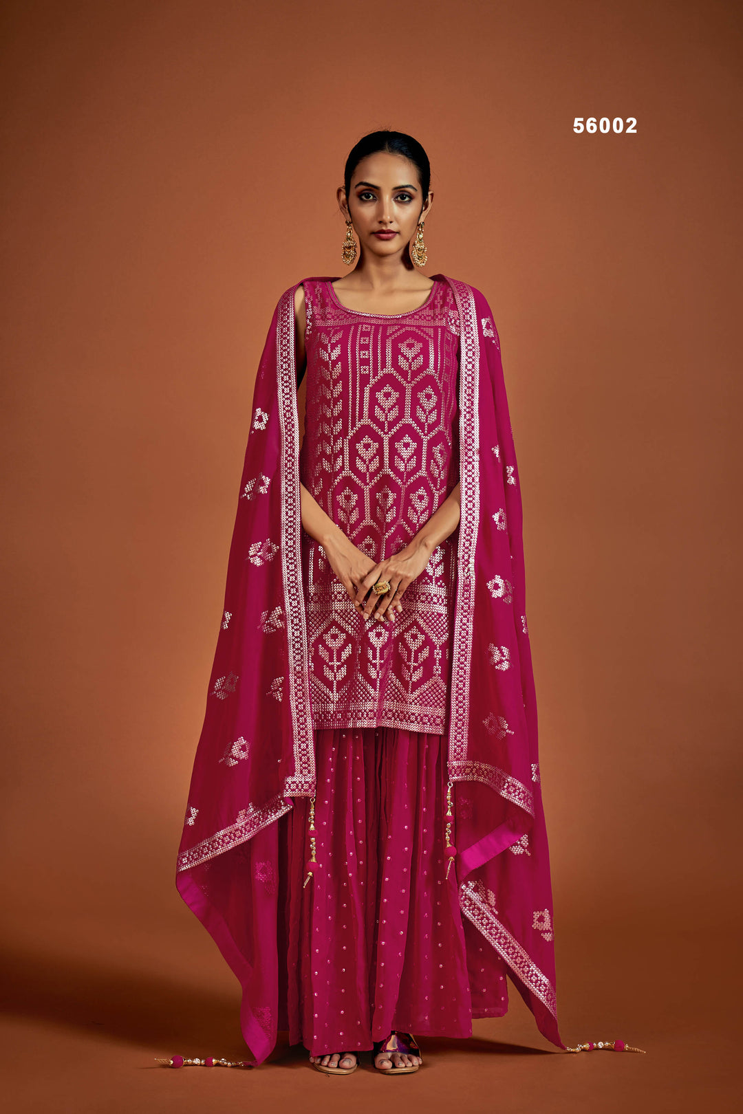 Pink Georgette Salwar Suit | Stylish Sequins Work Outfit