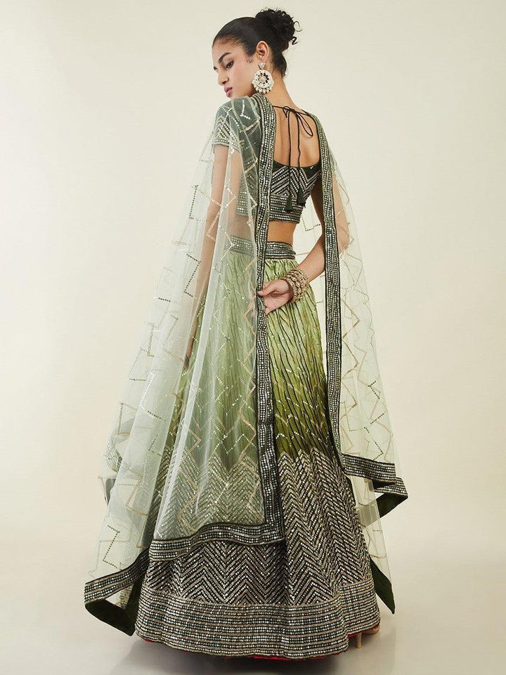 Exquisite Green Art Silk Lehenga Choli | Sequins & Zari Work with Dupatta