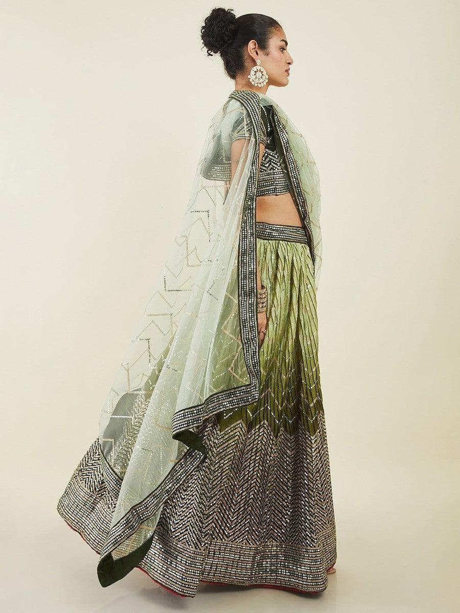 Exquisite Green Art Silk Lehenga Choli | Sequins & Zari Work with Dupatta