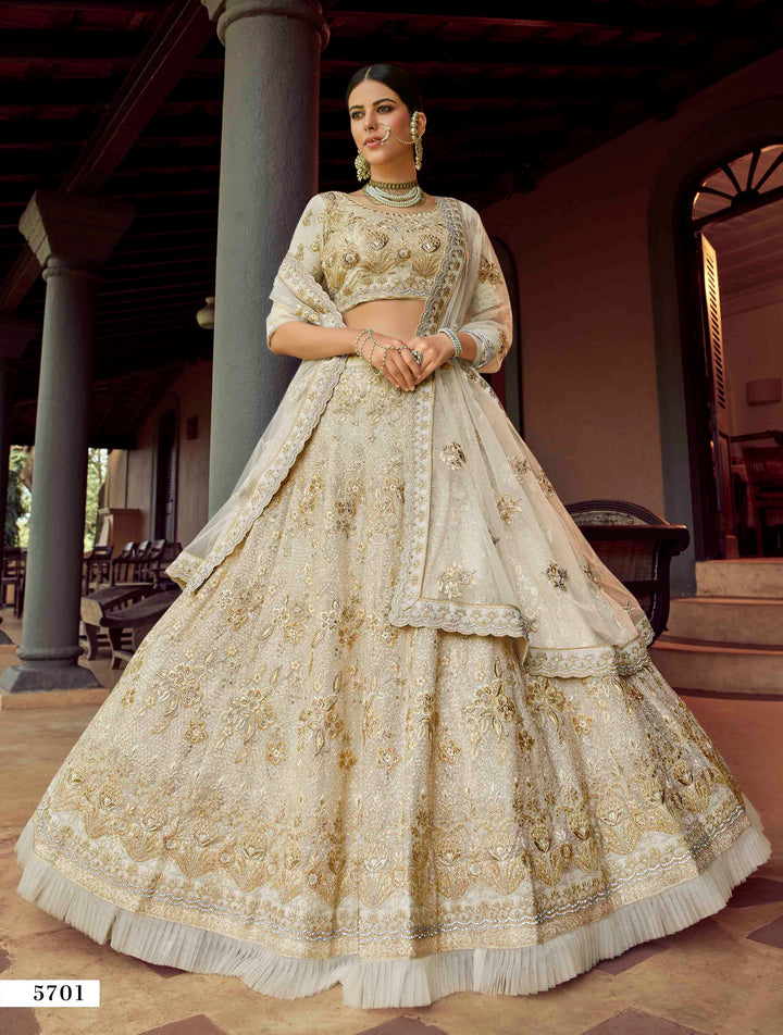 Designer Off-White Lehenga Choli | Traditional Craftsmanship with Modern Style