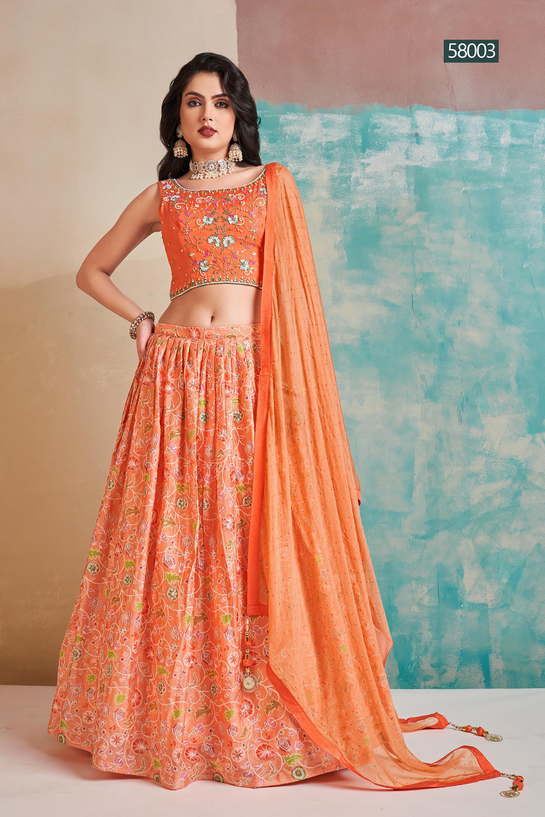 Digital Print Chinon Lehenga | Elegant Festive Wear with Georgette Dupatta