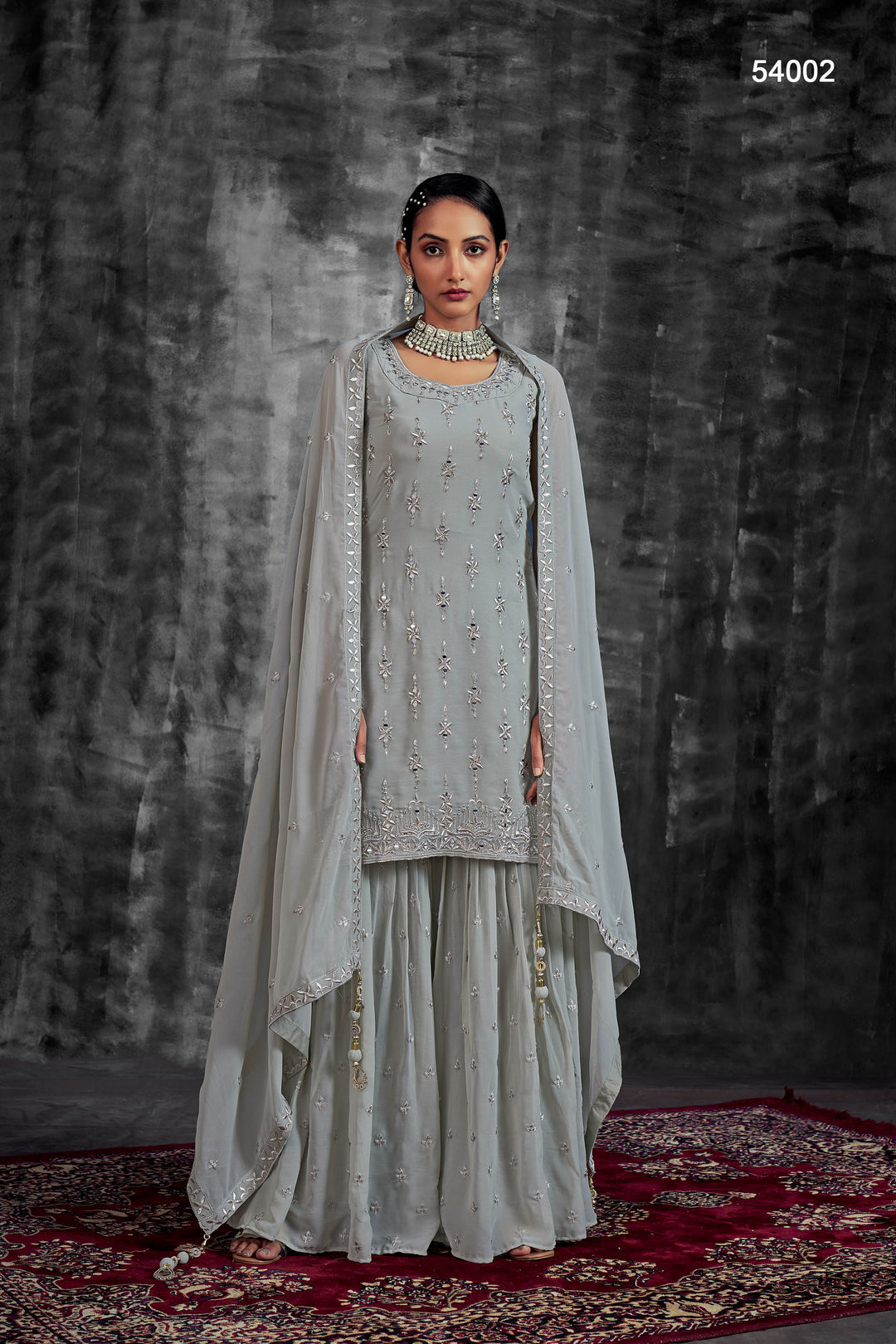 Party Wear Sharara Suit | Embroidered Stitched Kurta with Dupatta