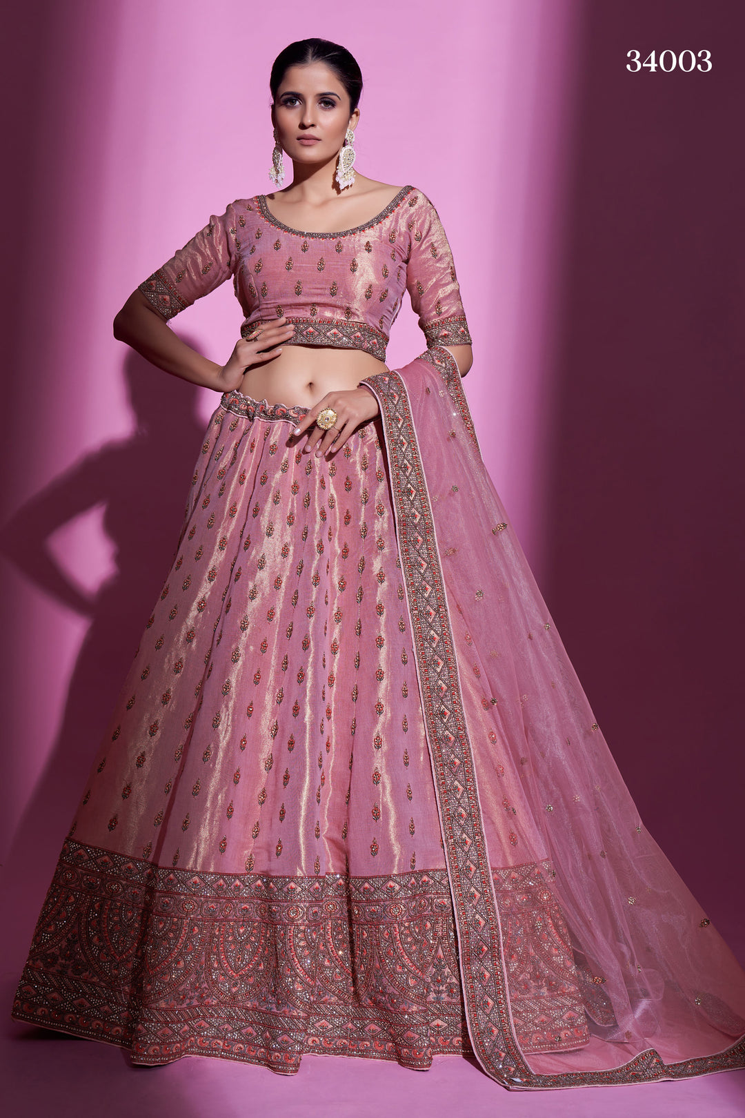 Silk Designer Lehenga Choli | Embroidered Lehenga with Net Dupatta