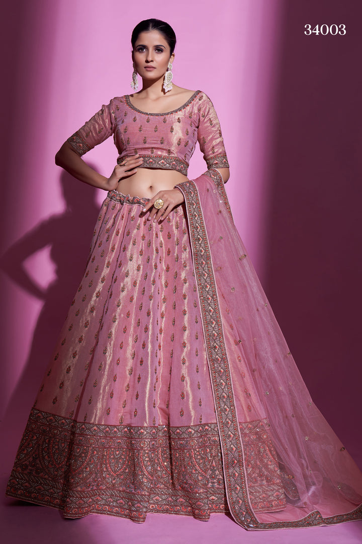 Silk Designer Lehenga Choli | Embroidered Lehenga with Net Dupatta