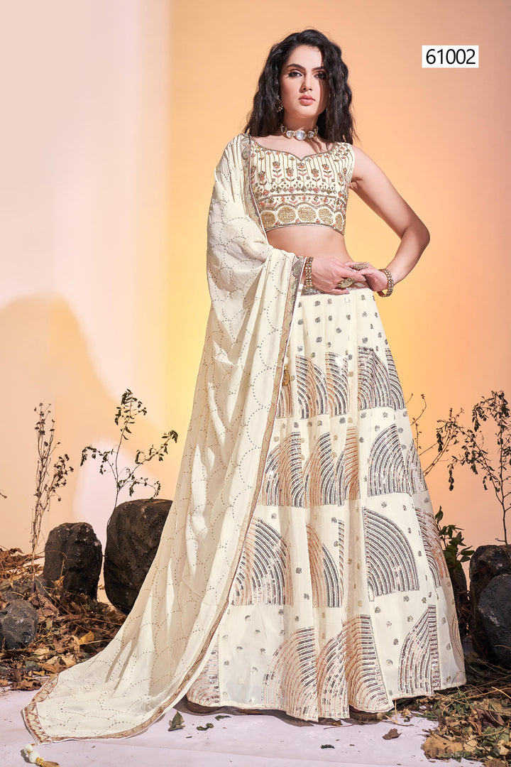 Georgette Ready-to-Wear Lehenga | Sequins Embroidered Blouse & Dupatta