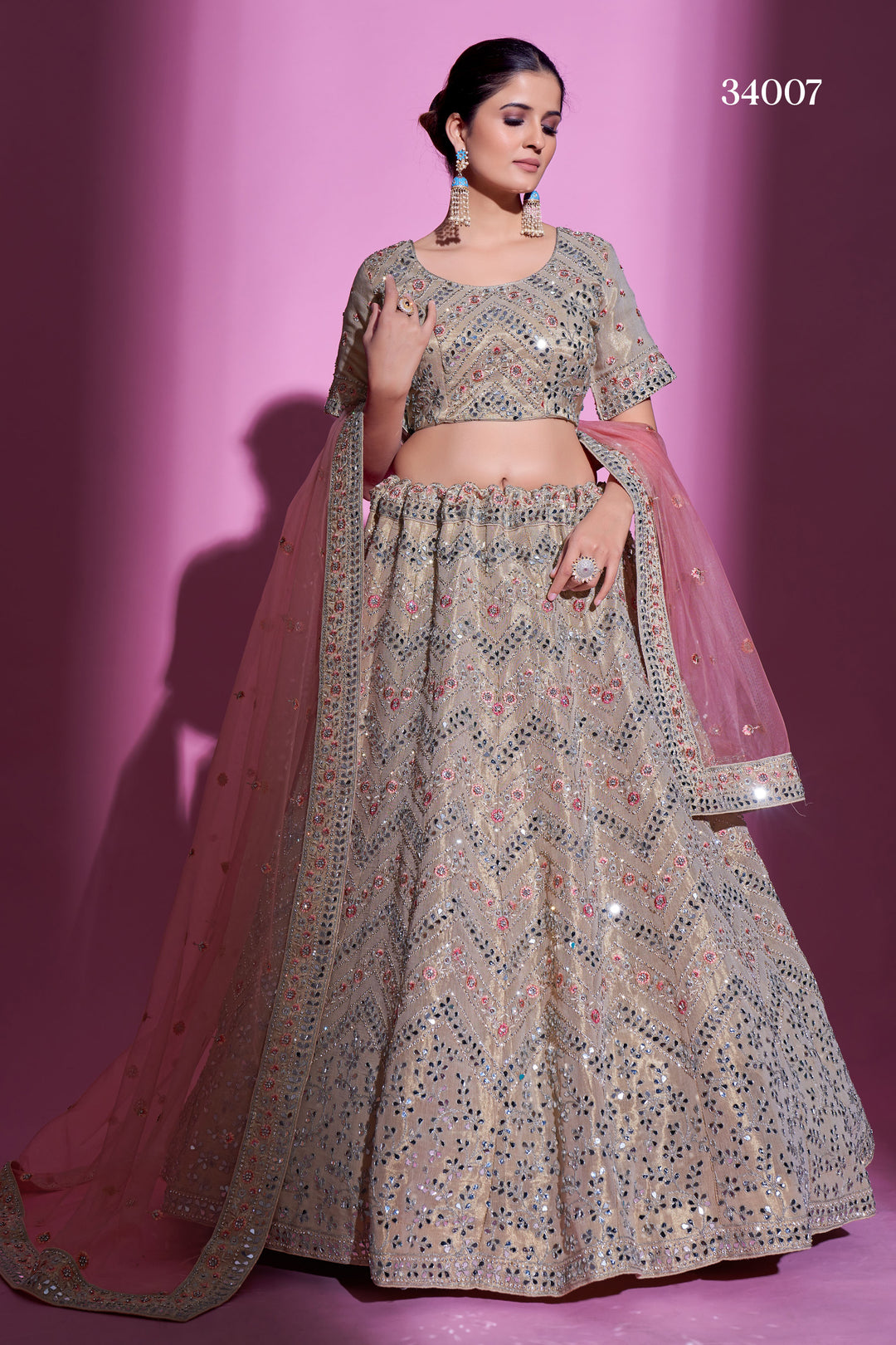 Gota Silk Lehenga with Mirror & Thread Embroidery | Designer Ethnic Wear