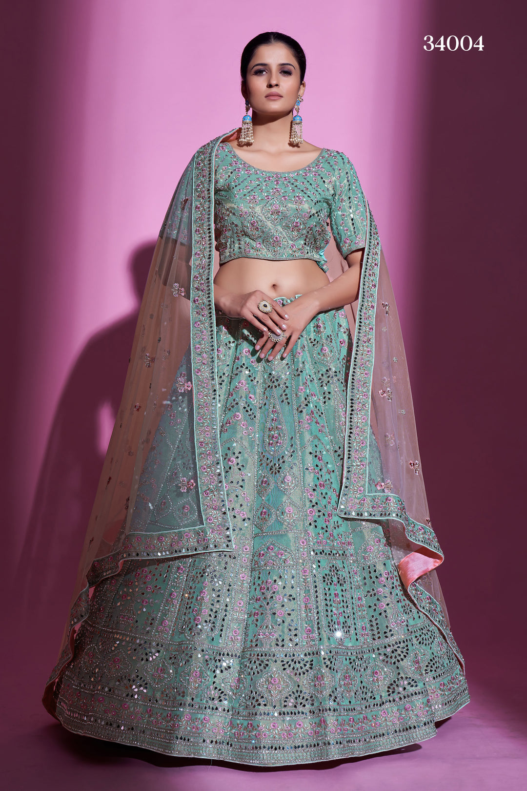 Gota Silk Lehenga with Sequins & Mirror Work | Designer Party Wear for Women