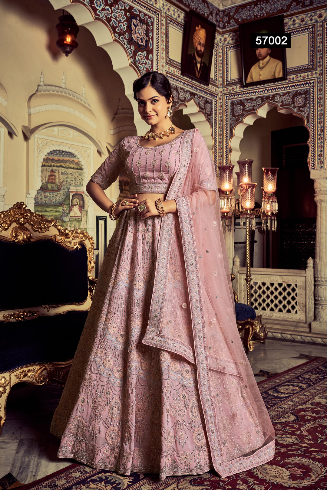 Pink Georgette Embroidered Lehenga | With Soft Net Dupatta for Weddings