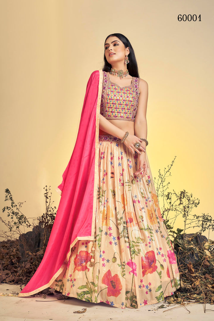 Floral Print Lehenga Choli Set | Designer Digital Print with Dupatta