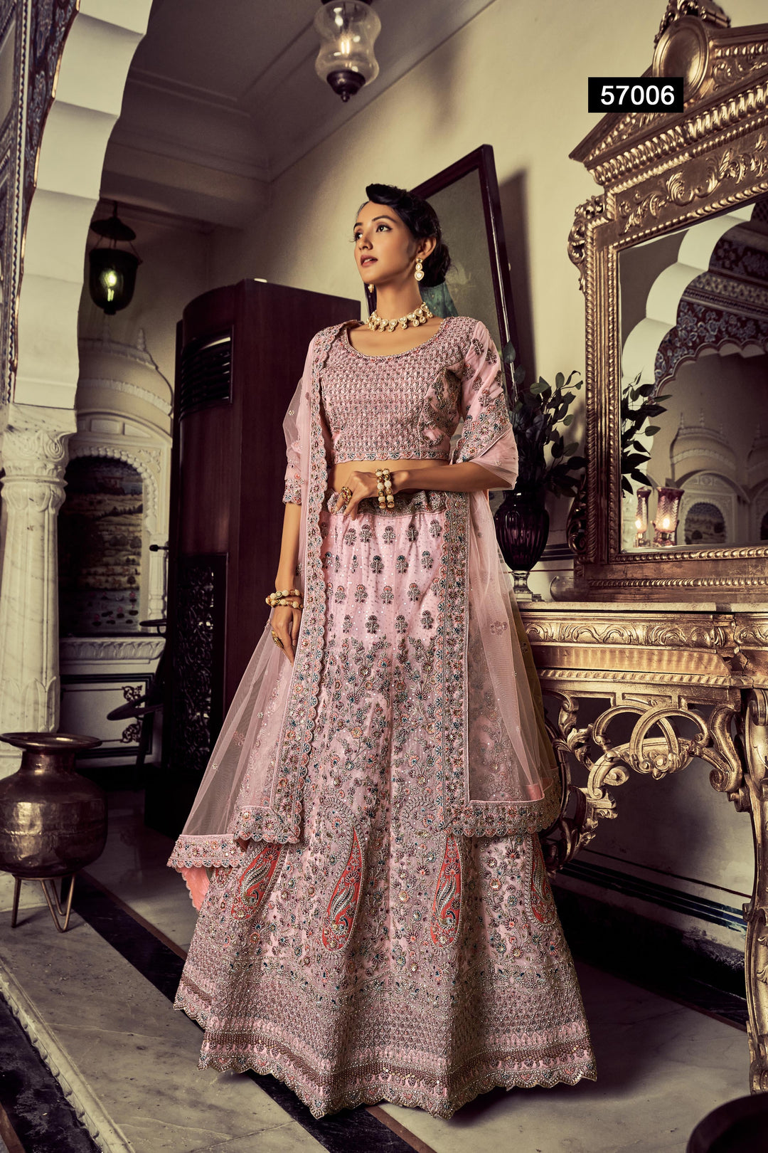 Pink Soft Net Lehenga Choli | Embroidered Bridal Lehenga for Women