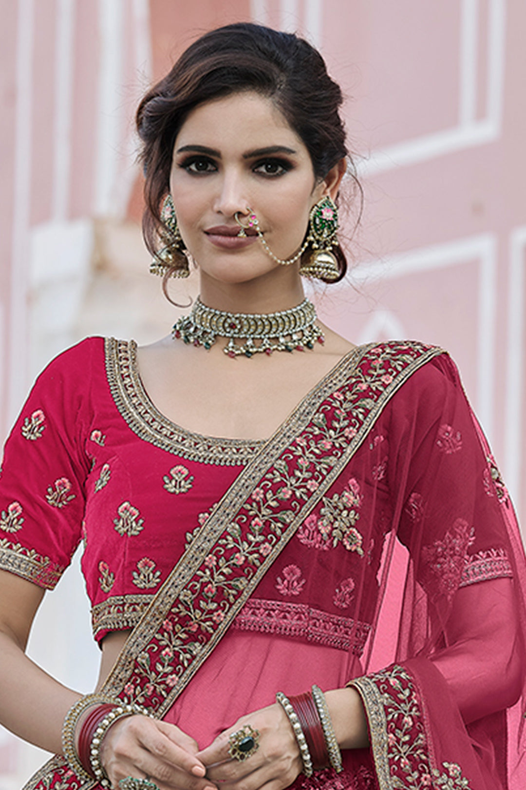 Flared Pink Lehenga Choli | Heavy Embroidered Wedding Edition