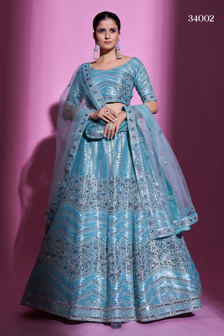 Gota Silk Lehenga with Mirror Work | Elegant Designer Lehenga for Women