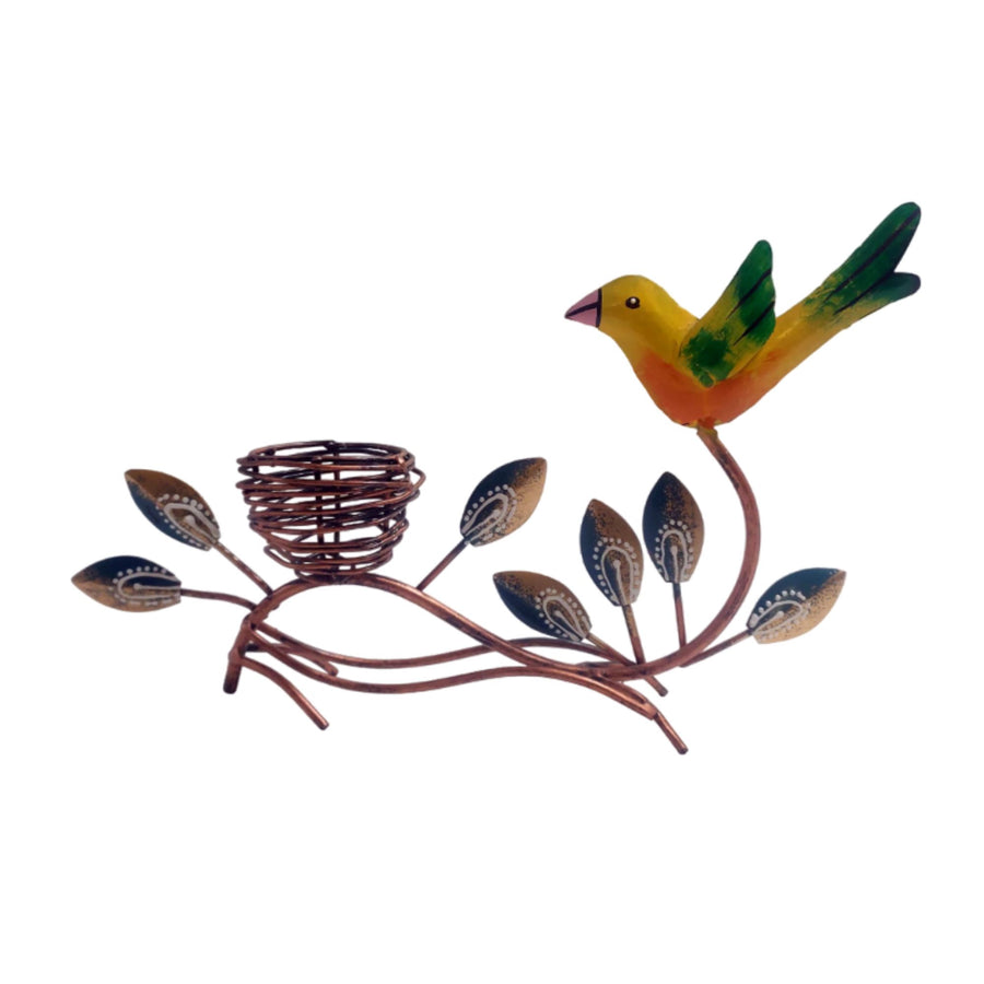 Artistic iron bird showpiece in vibrant colors, perfect for enhancing your living space.