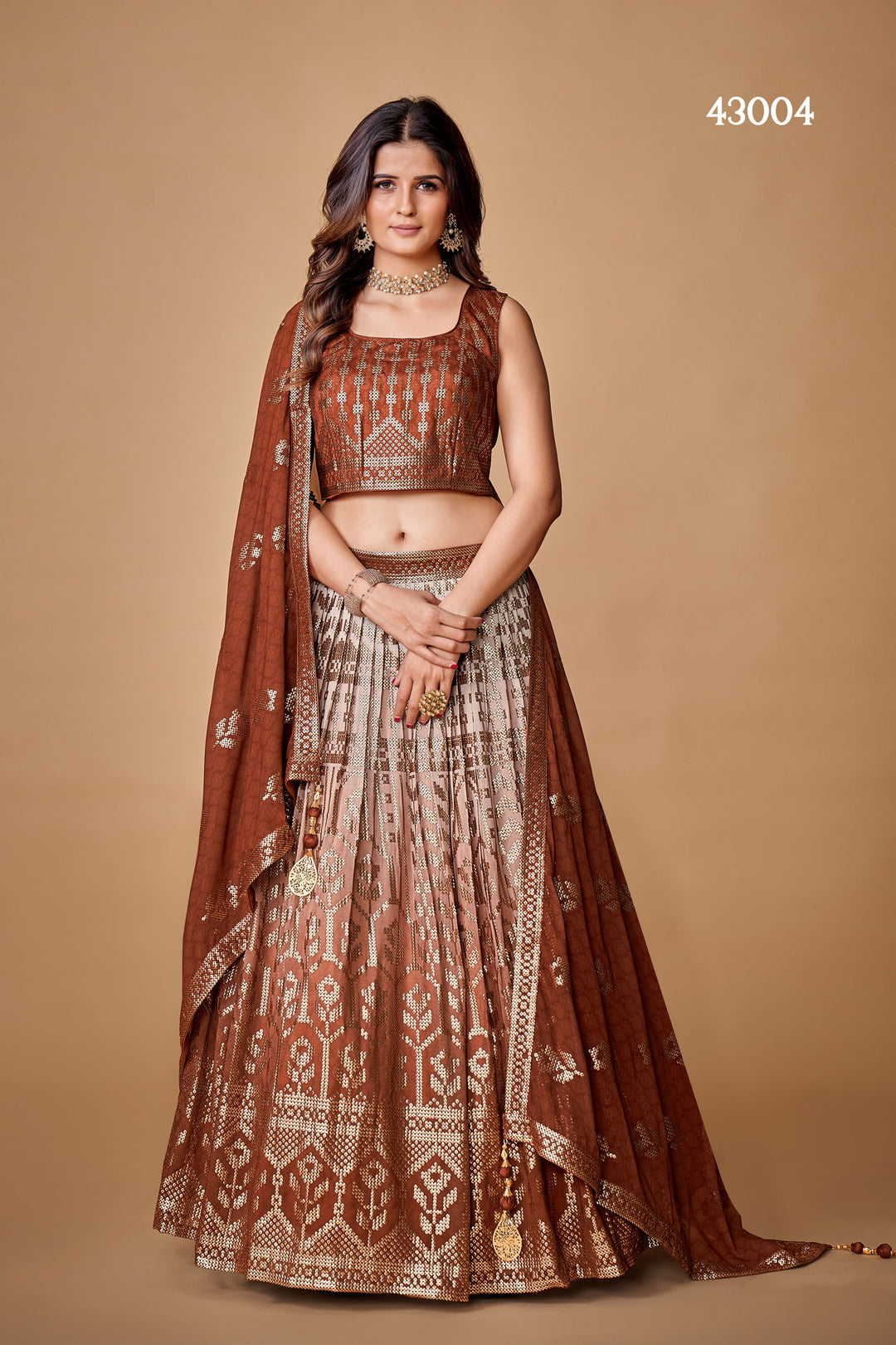 Brown Georgette Lehenga | Bridal Lehenga Choli Set for Weddings