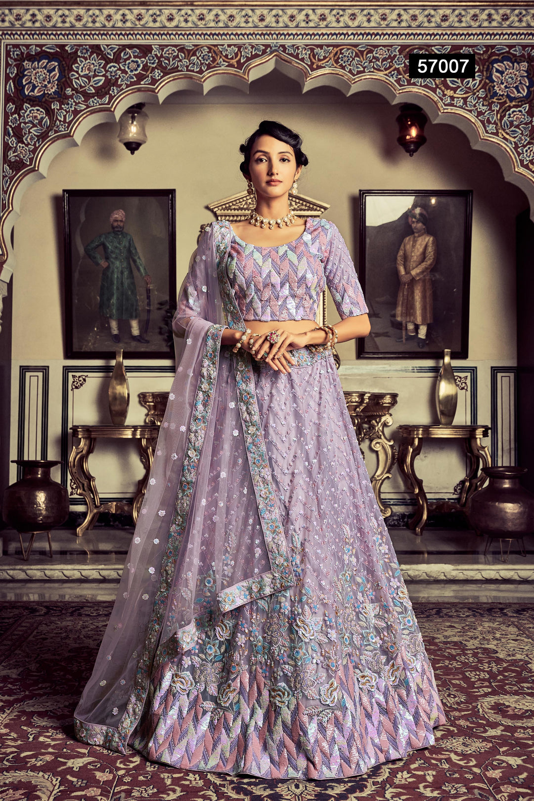 Lilac Georgette Lehenga | Thread & Sequins Work for Wedding & Party