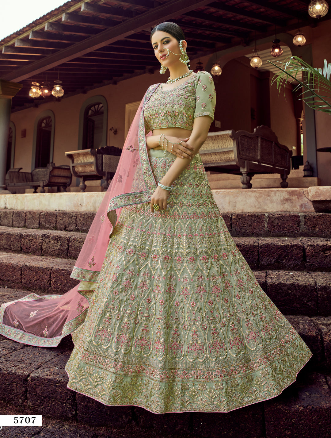 Elegant Green Lehenga | Gota & Resham Work for Weddings & Celebrations