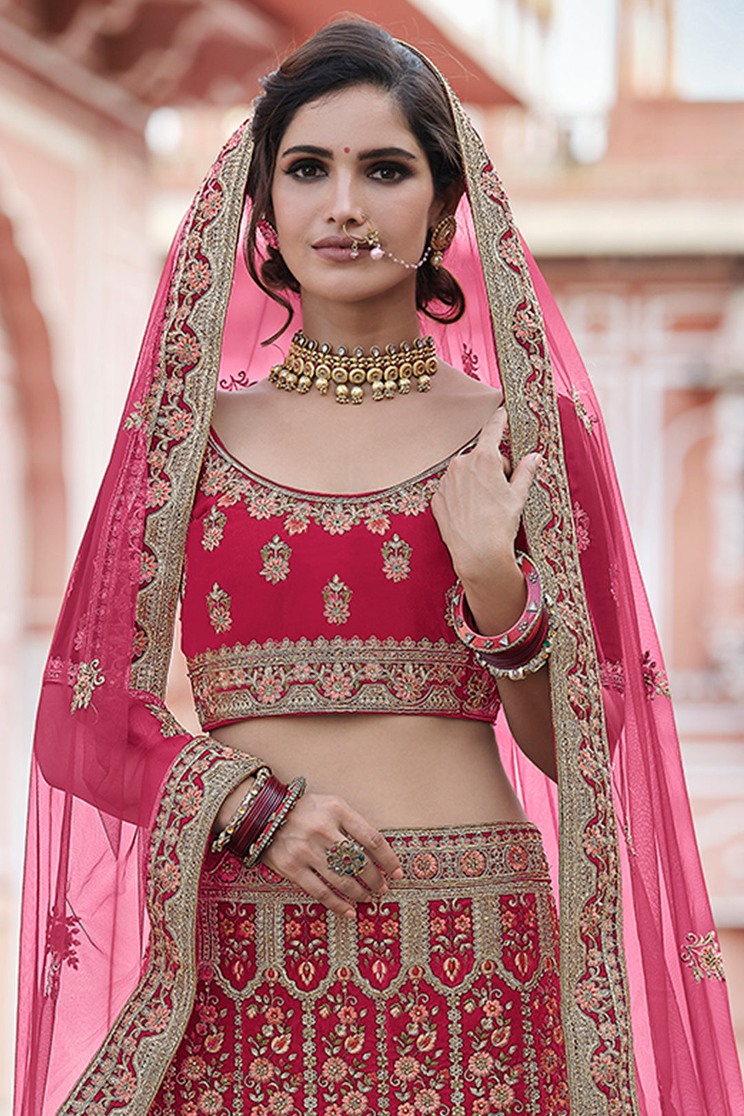 Bridal Velvet Lehenga Choli | Heavy Handwork & Embroidery Set