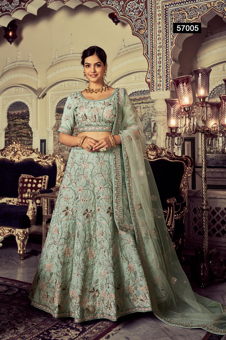 Pista Green Georgette Lehenga | Soft Net Dupatta Indian Lehenga Choli