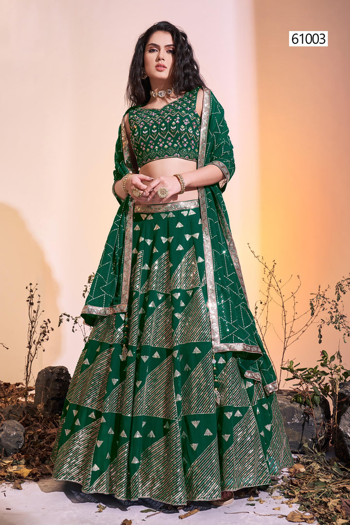 Georgette Ready-to-Wear Lehenga | Sequins Embroidered Blouse & Dupatta