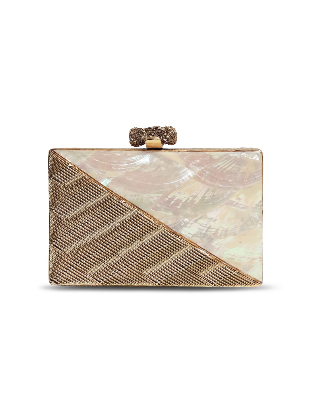 Golden Embellished Brass Clutch | Compact and Classy Fashion Accessory