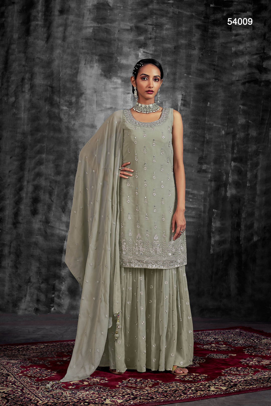 Designer Georgette Mirror Palazzo Suit | Stunning Salwar Set