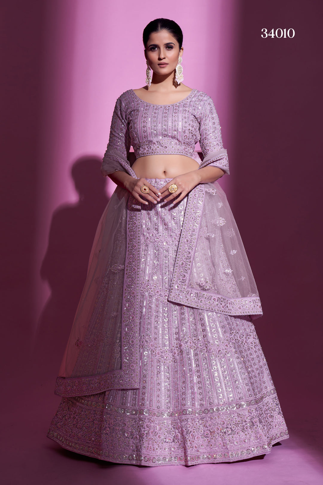 Soft Net Lehenga with Sequins & Zarkan Work | Designer Festive Wear