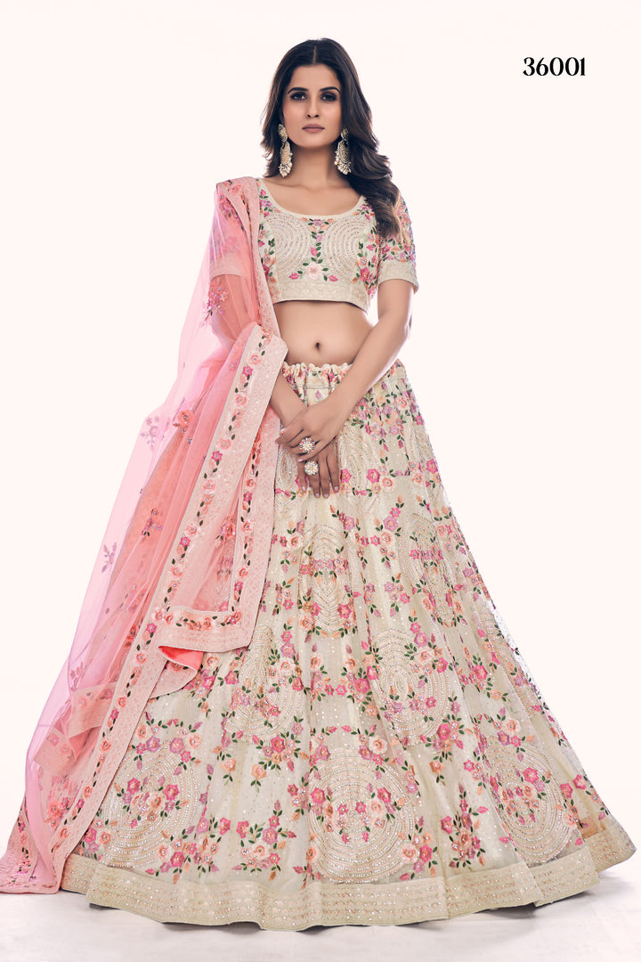 Designer Embroidered Lehenga Choli Set | Soft Net Lehenga for Women