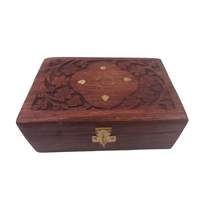 Beautifully crafted wooden jewelry box for safely storing your treasured accessories.