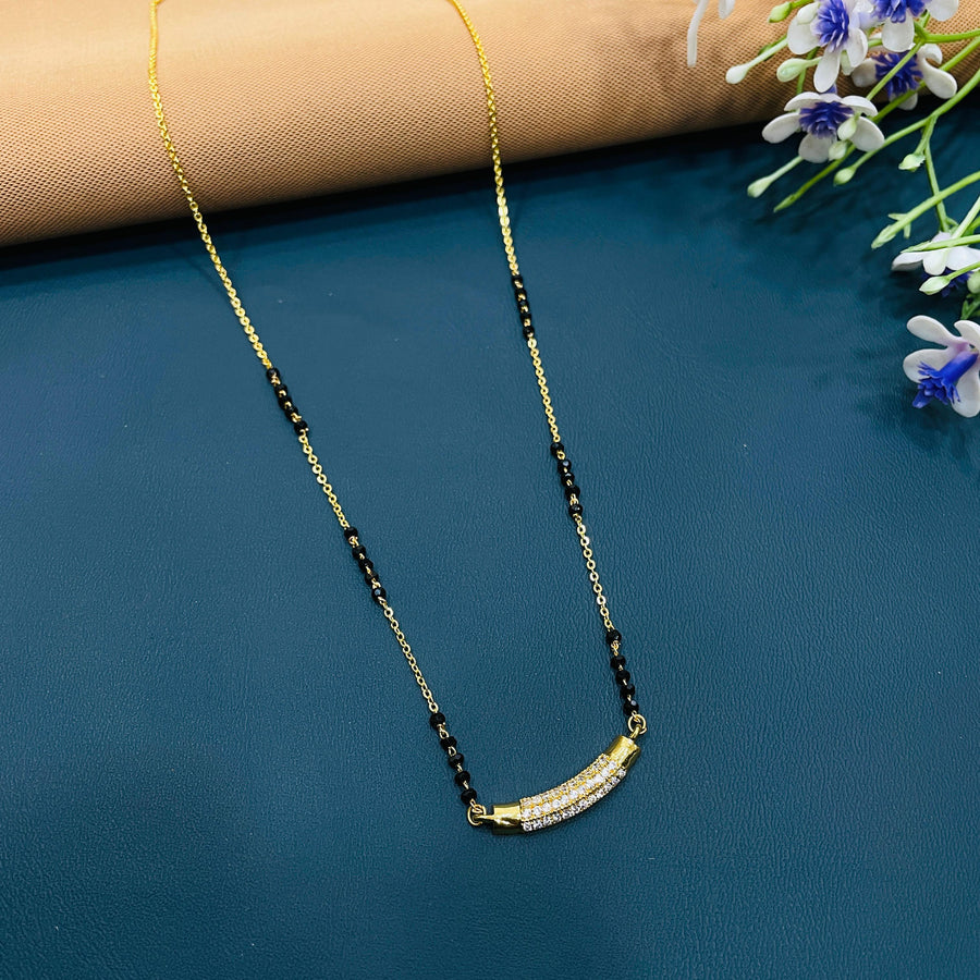 Beautiful mangalsutra in black and gold, high-quality alloy with gold plating.