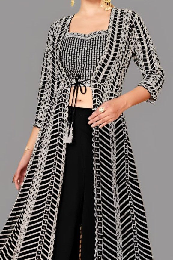 Gorgeous black palazzo set crafted for modern women’s fashion.