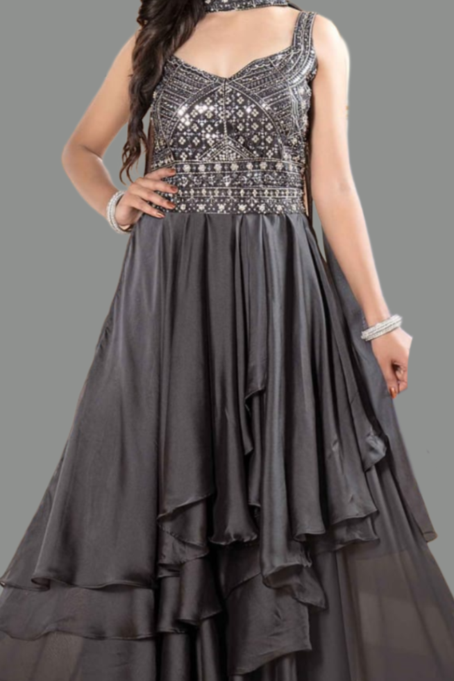 Gorgeous grey ball gown crafted for women’s fashion and formal wear.