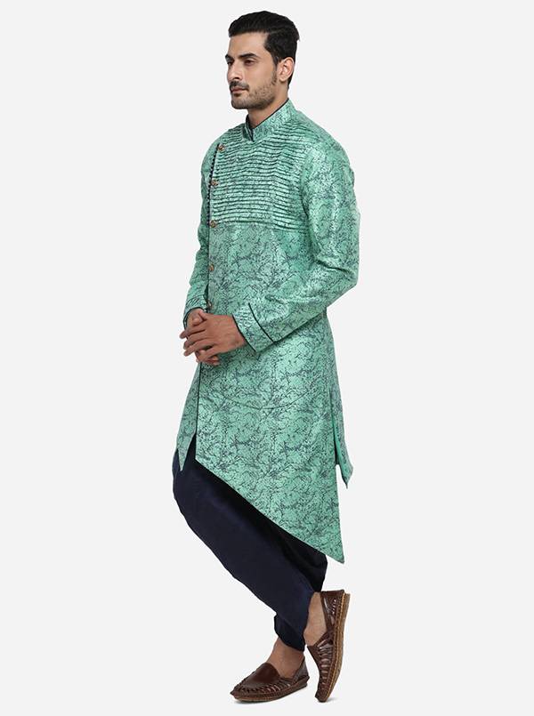 This stylish green semi indo-western outfit combines comfort and modern design, ideal for casual and festive occasions.