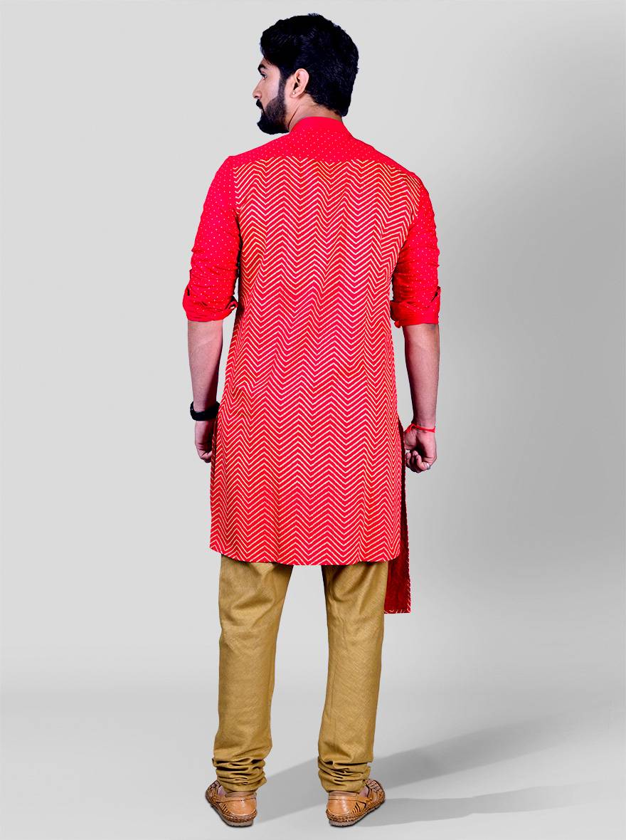 Stylish red embroidered kurta pajama for men, ideal for special events in the USA.