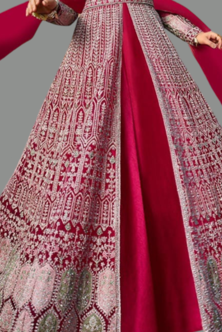 Gorgeous pink lehenga featuring a stylish design, perfect for parties and gatherings.