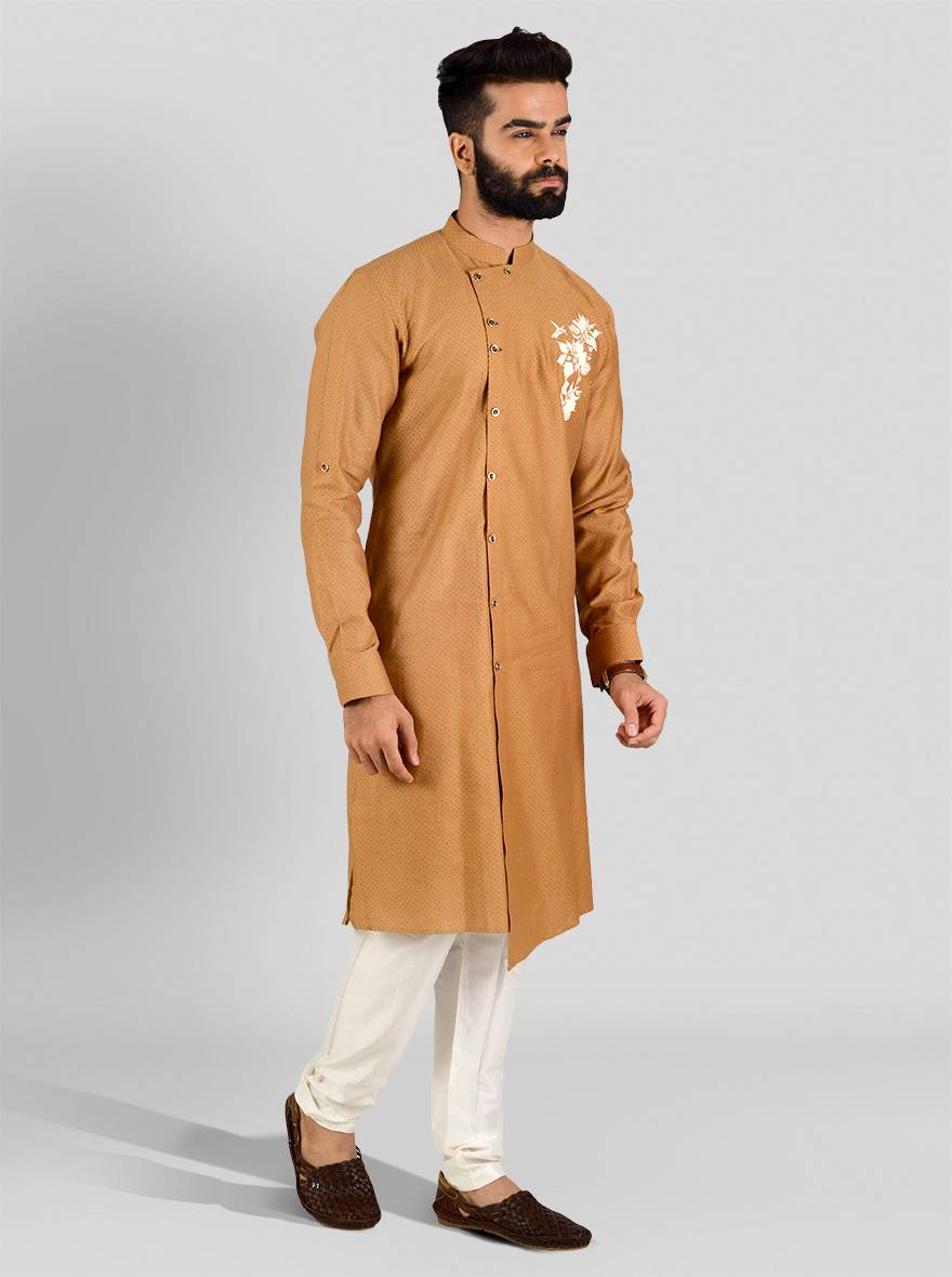 Stand out in the USA with this luxurious beige kurta set for men, perfect for festive events.