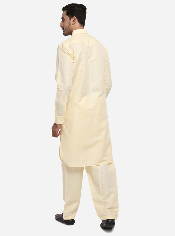 Comfortable solid beige Pathani, perfect for any occasion in the USA.