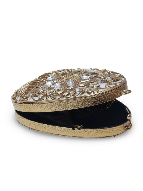 Mia Intricate Brass Clutch | Fashionable Evening Handbag for Women