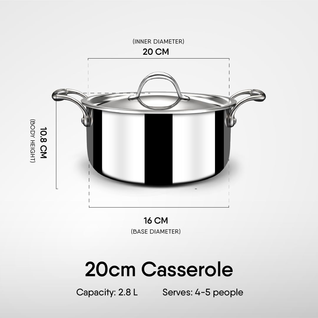 Stahl Stainless Steel Casserole Pot with Lid