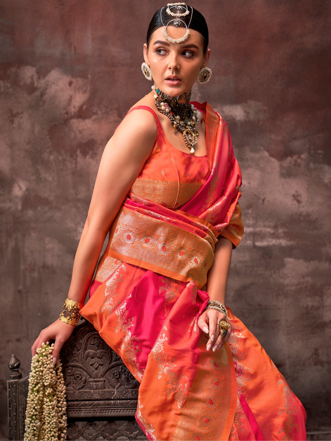 Vibrant color luxurious fabric exclusive attire crafted for elegance and style.