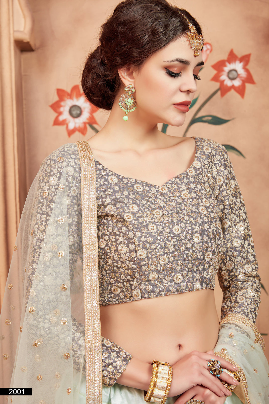 Sky Blue Indian Lehenga Choli | Wedding & Party Wear with Sequins