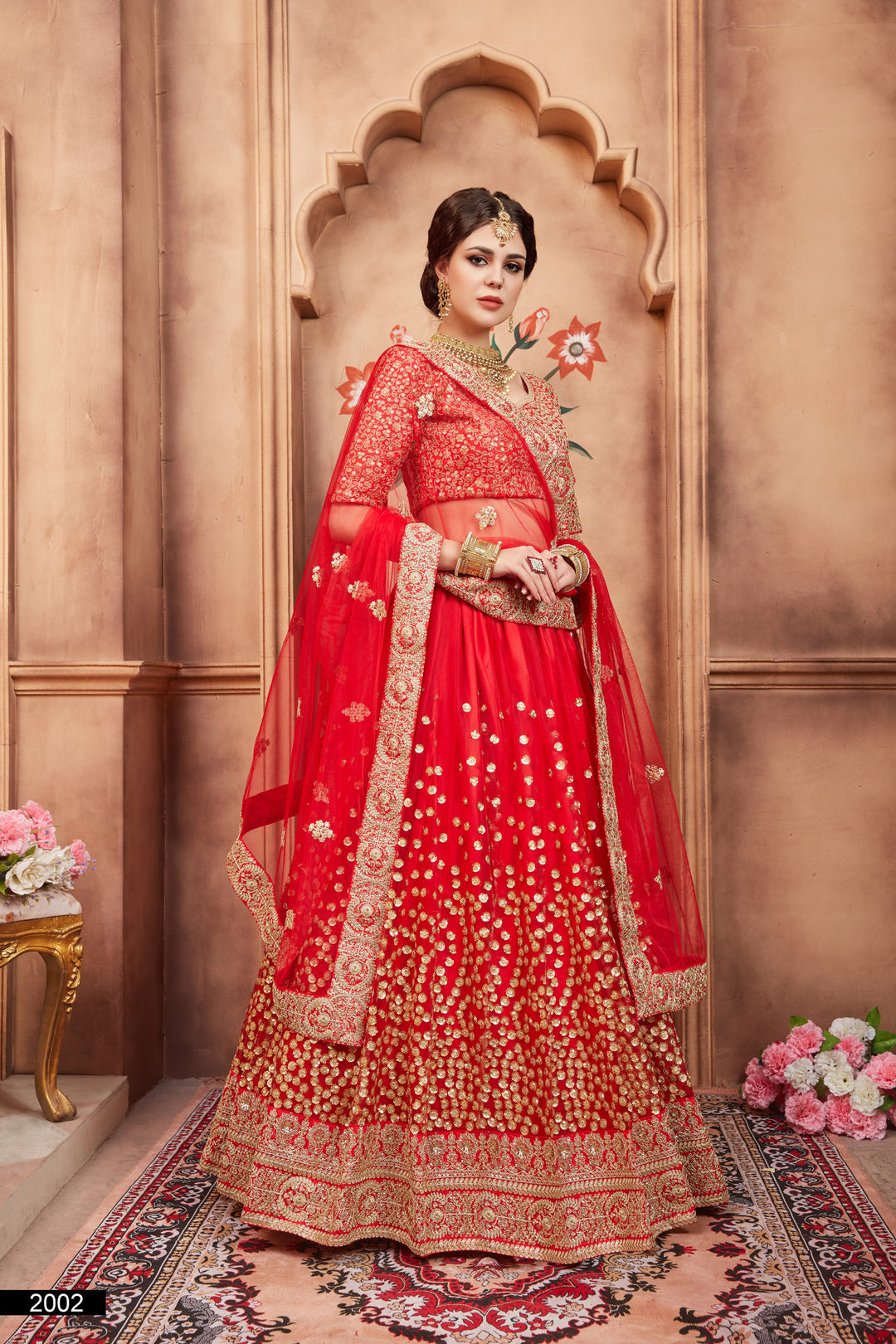 Red Wedding Lehenga Choli Set | Sequins and Dori Work Design