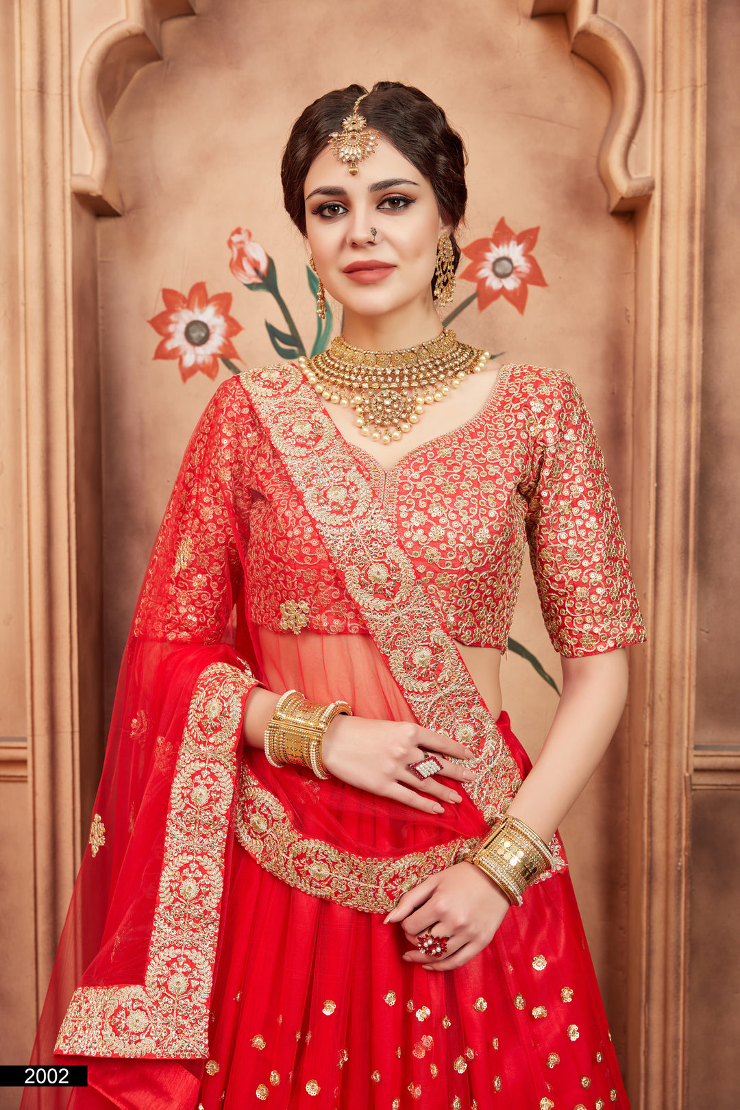 Red Wedding Lehenga Choli Set | Sequins and Dori Work Design