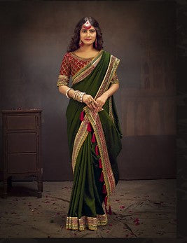 Luxurious Vichitra Silk Saree | Regal Elegance with Zari Embroidery