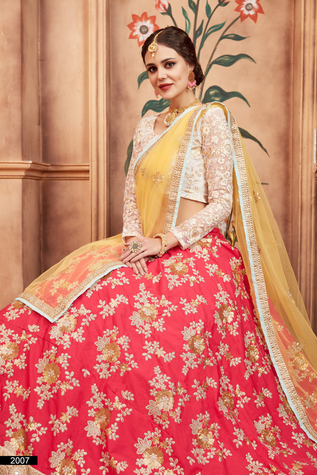 Embroidered Pink Lehenga Choli Set | Soft Net & Tafetta Silk with Dupatta