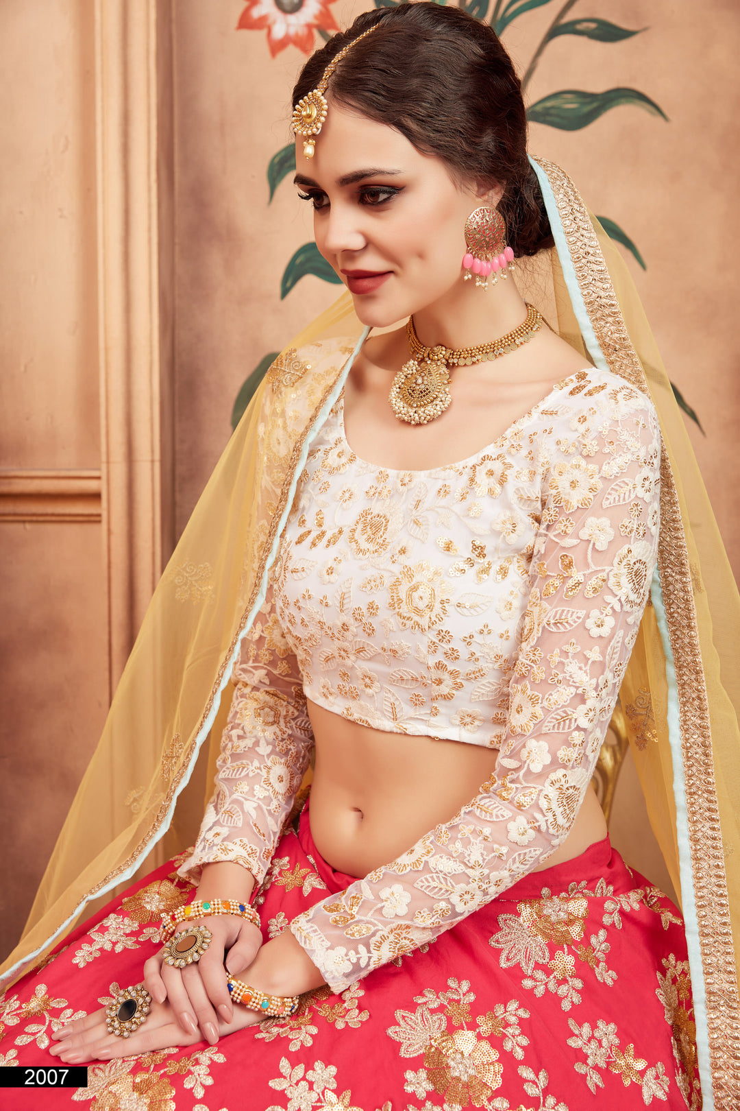 Embroidered Pink Lehenga Choli Set | Soft Net & Tafetta Silk with Dupatta