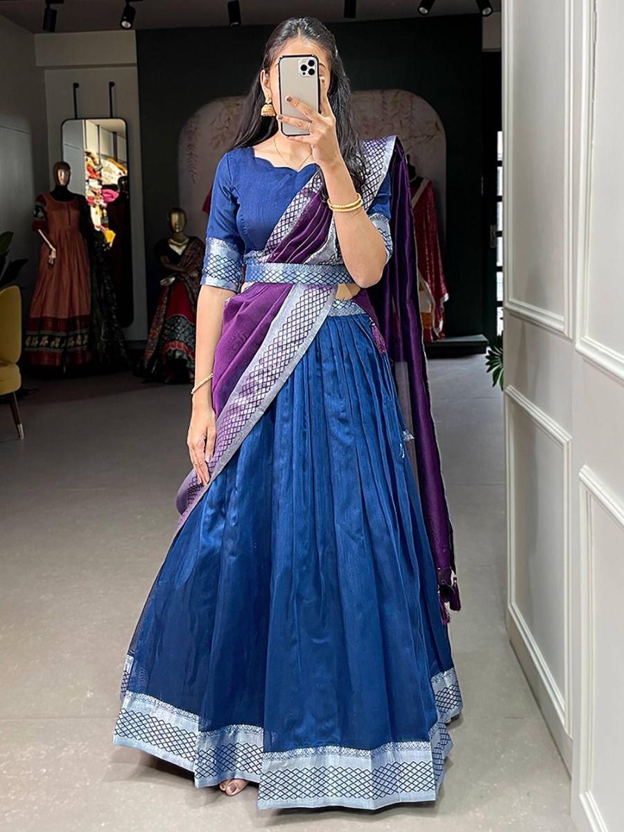 Captivating Blue Dupion Silk Lehenga | Zari Work Wedding Wear Set